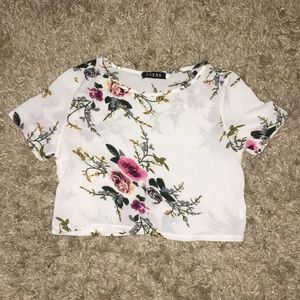 White floral crop top